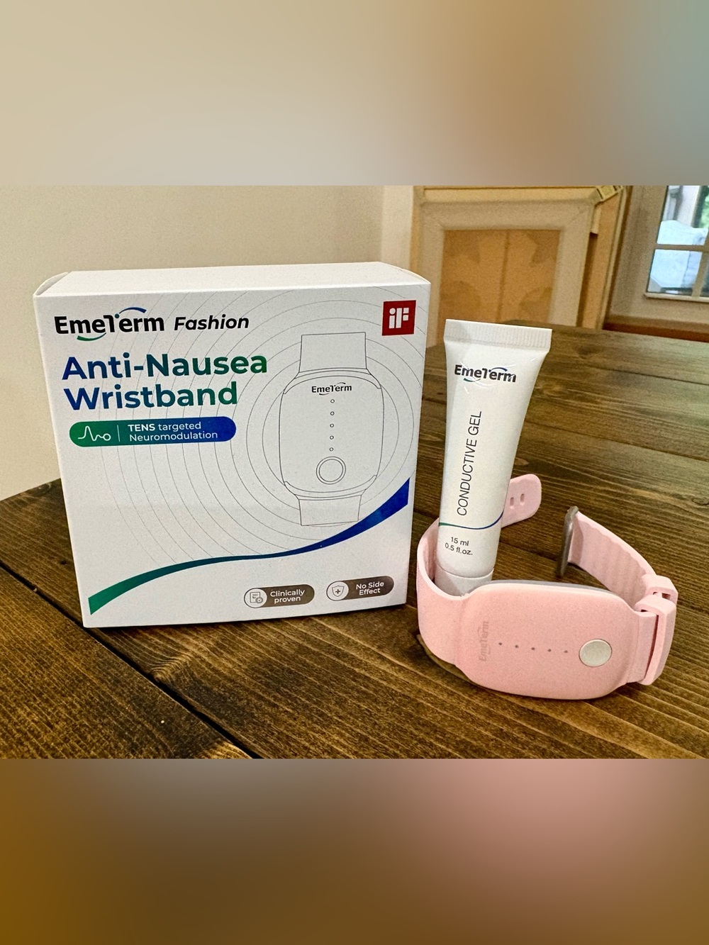 Pink Anti-Nausea Wearable Wristband with Conductive Gel